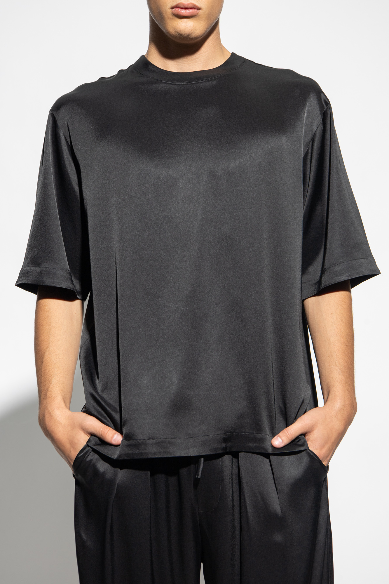 Black 'Isaac' satin T - PRO Hypervent Wind Langarm T-Shirt